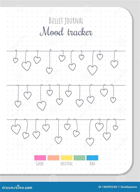 Mood Tracker Blank Template For Bullet Journal Vector Illustration