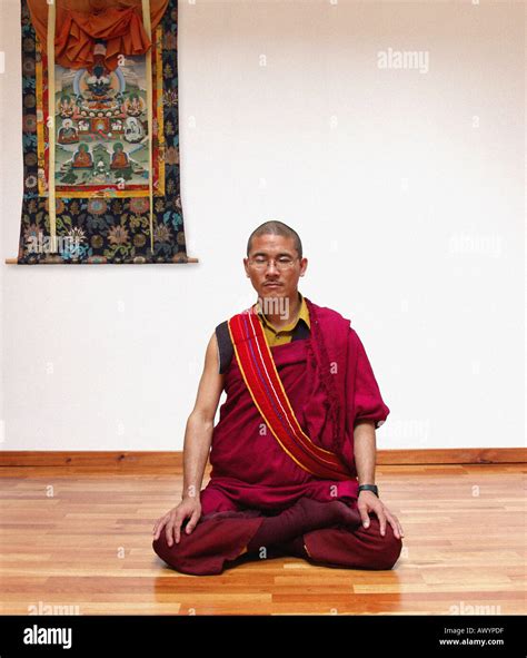 Tibetan Buddhist Lama Meditating Stock Photo Alamy