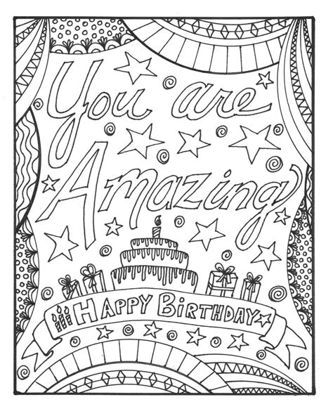 Printable Birthday Coloring Cards