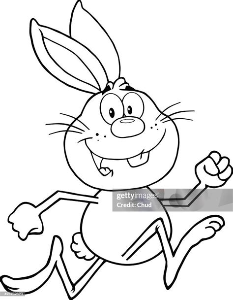 Black And White Smiling Rabbit Running High Res Vector Graphic Getty