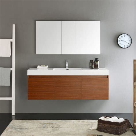 Great customer service · find a showroom · free shipping available FVN8041TK Senza Mezzo 60 Inch Teak Wall Hung Single Sink ...