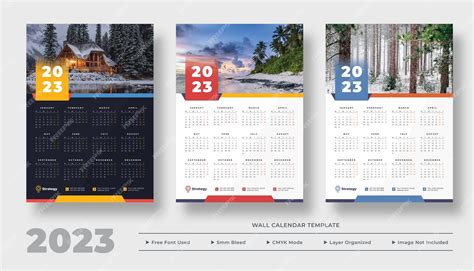Premium Psd 2023 Wall Calendar Template Design