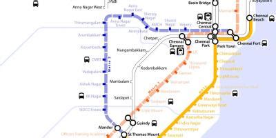 Chennai metro kaart Metro kaart Chennai Tamil Nadu Indië