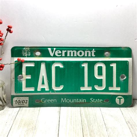 Vermont License Plate Eac 191 Green Mountain State 1999 Vt Etsy