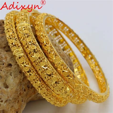 Adixyn 3pcs 4size Dubai Gold Bangles For Women Gold Color Banglesandbracelets Ethiopianarab