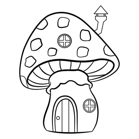 Premium Vector Fairytale Mushroom House For Coloring