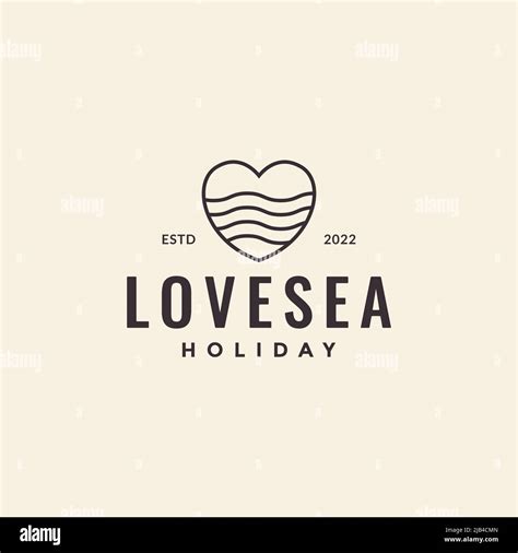 Line Hipster Love With Ocean Water Logo Design Vector Graphic Symbol