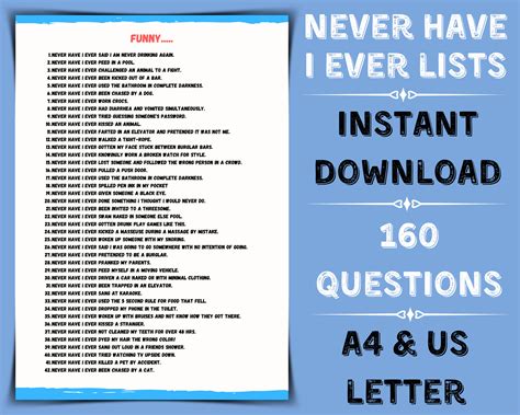 Printable Never Have I Ever Cards