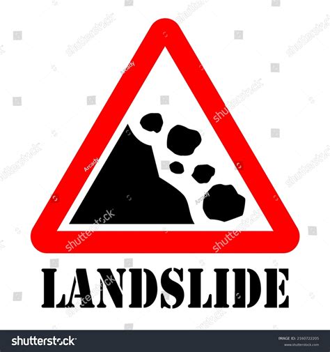 Landslide Hazard Sign Falling Rocks Warning Stock Vector Royalty Free