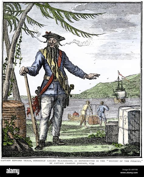 Captain Edward Teach Commonly Called Blackbeard The Pirate Hand
