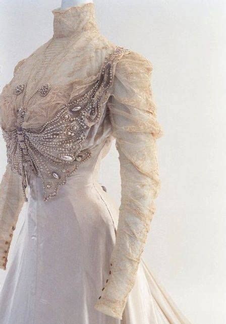 Beaded Butterfly Whisper L Exquisite Antique 1890 Wedding Dress