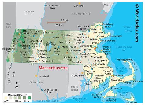 Massachusetts Kart og Fakta World Atlas Société historique