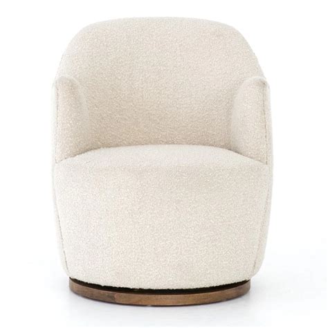 Aurora White Bouclé Swivel Chair Modern Swivel Chair Chair Swivel Chair