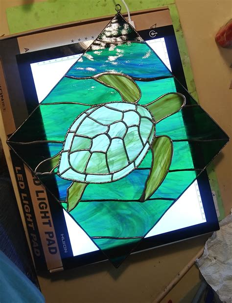 Buy Hand Made Sea Turtle Stained Glass Panel Made To Order From Glass