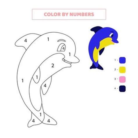 Dolphin In Cartoon Style Color By Number Download Print Now