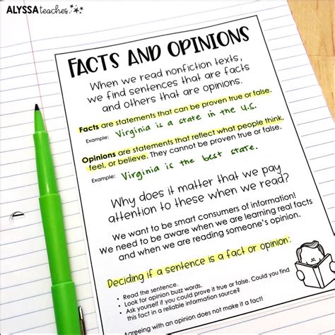 Teaching Fact And Opinion In Upper Elementary Alyssa Teaches