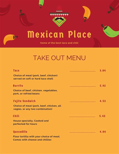 Free Printable Customizable Take Out Menu Templates Canva