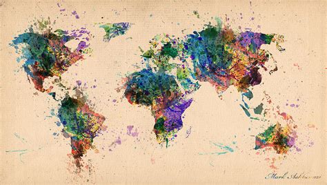 World Map 2 Digital Art By Mark Ashkenazi