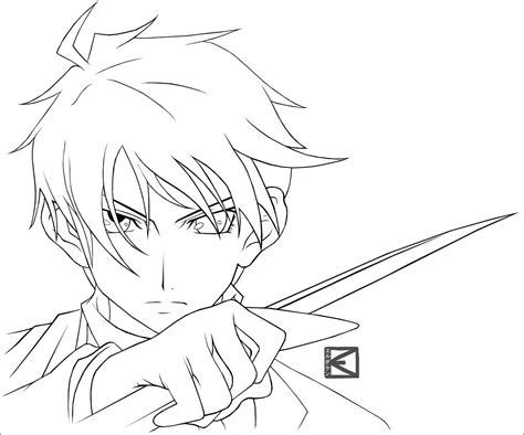Cute Anime Boy Drawing Sketch Coloring Page