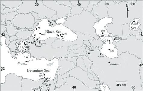 Regional Map Of The Caspianblack Seamediterranean Corridor Showing Download Scientific