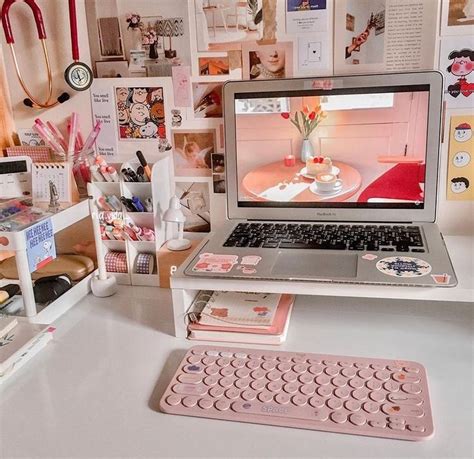 Pretty Pink Desk Set Up Study Desk Decor Dorm Room Desk Study Room