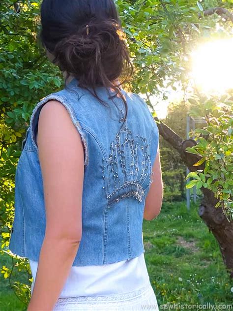 Diy Safety Pin Crown Denim Jacket Refashion Sew Historically