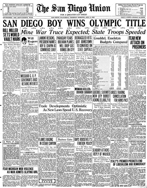 From the Archives August 4, 1932: San Diego boy wins Olympic gold ...