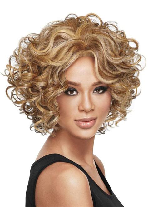 Short Layered Hairstyles Curly Bob With Side Bangs Womens Human Hair