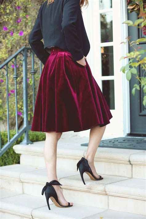 3 Ways To Rock The Velvet Skirt This Holiday Season Happilyevaafter Velvet Pleated Skirt