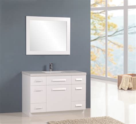 48 inch bathroom vanity with makeup table : 48 Inch Single Sink Bathroom Vanity in White with Quartz ...