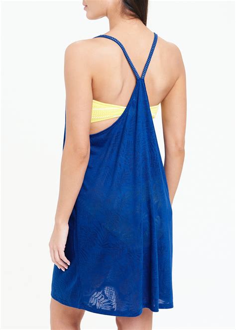 Women Papaya Holiday Beachwear Burnout Swing Beach Dress Blue