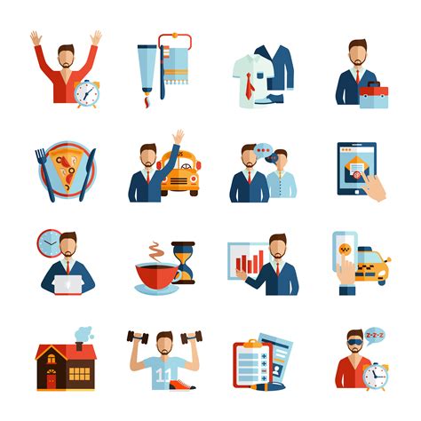 Man Daily Routine Icons 427237 Vector Art At Vecteezy
