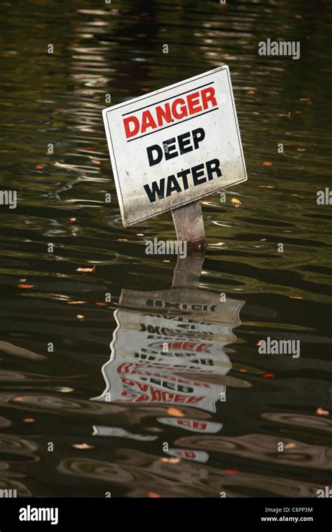 Danger Deep Water Sign In A Pond Stock Photo Alamy