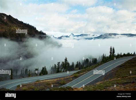 Empty Country Roads During Foggy Weather Stock Photo Alamy
