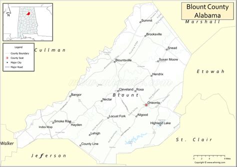 Map Of Blount County Alabama Showing Cities Highways And Important