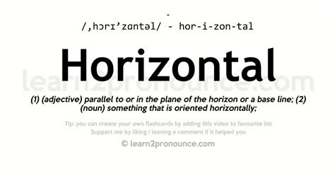 Pronunciation Of Horizontal Definition Of Horizontal Youtube