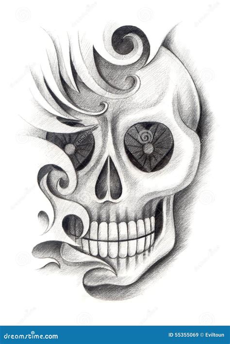 Skull Art Tattoo Stock Illustration Image 55355069