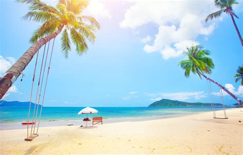 Wallpaper Sand Sea Beach The Sun Palm Trees Shore