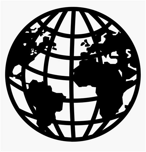 Earth Symbol With Continents And Grid Comments Earth Grid Black And