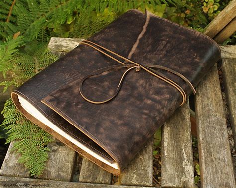 Large Leather Bound Journal In Distressed Dark Brown A4 Etsy