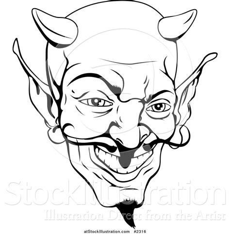 Vector Illustration Of A Black And White Devil Face By