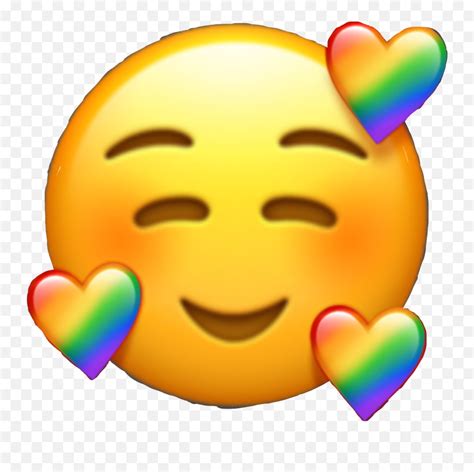 Rainbow Heart Emoji Sticker Emoji Carinha Com 3 Coracoes Significado