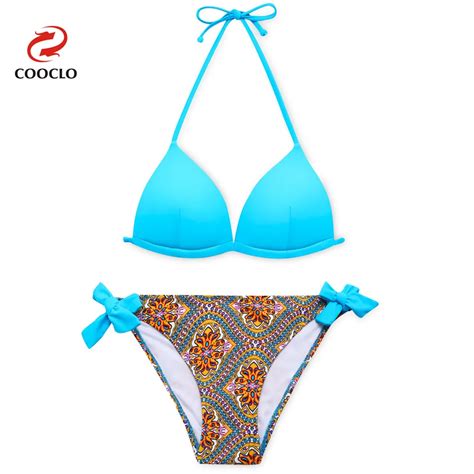 Cooclo Hot Summer Style Bikini Set Push Up Swimwear Padded Swimsuit Bathing Suit Patchwork Beach
