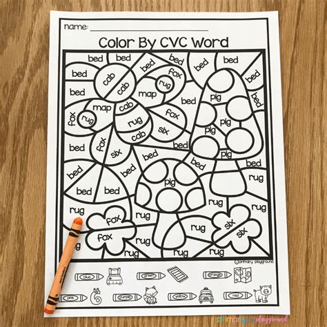 Free Printable Color By Code Cvc Words Primary Playground Cvc Words