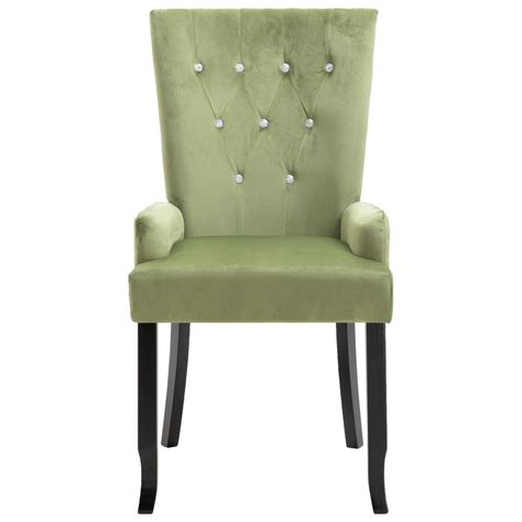 Fabric, stainless steel, foam (ca) vidaXL 2x Dining Chair with Armrests Light Green Velvet High Back Kitchen | Buy Dining Chairs ...