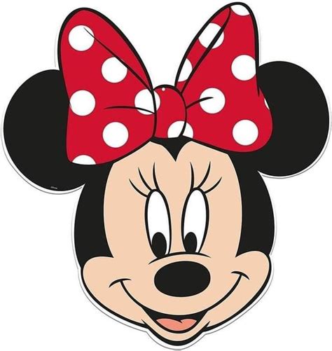 A Minnie Mouse Face With A Red Bow On Its Head And Polka Dots