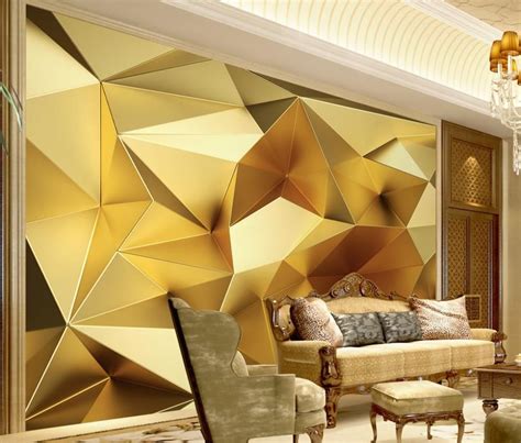 Custom Photo Wallpaper 3d Stereo Abstract Space Golden Geometry Mural