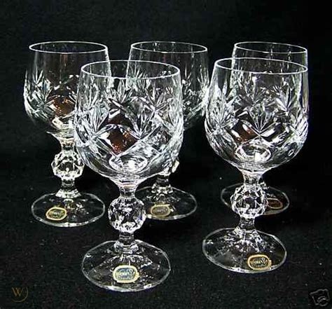6 Vintage Bohemia Crystal Wine Glasses Czech Republic 41447376