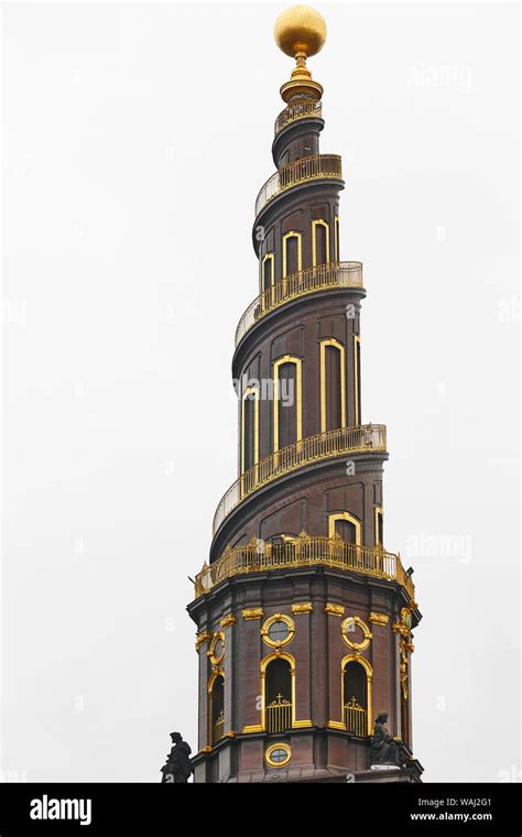 Copenhagen Vor Frelsers Church Old Famous Serpentine Tower Denmark