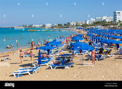 Tourists On The Beach At Protaras Cyprus Stock Photo Alamy